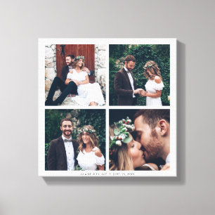 Custom Square Collage Wedding Photo & Text Canvas Print