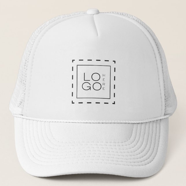 Custom Square Company Business Logo Minimal Plain Trucker Hat (Front)