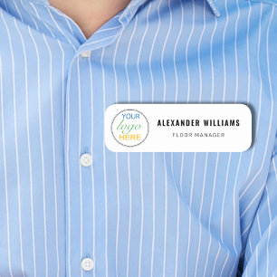 Custom Square Logo and Employee  Name Tag