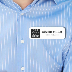 Custom Square Logo and Employee  Name Tag