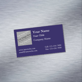 Custom Square Logo Blue Background White Text Magnetic Business Card