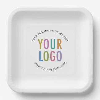 Custom Square Paper Plates Company Logo White Bulk