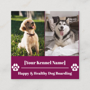 Custom Square Pet Kennel with Paw Print Square Business Card