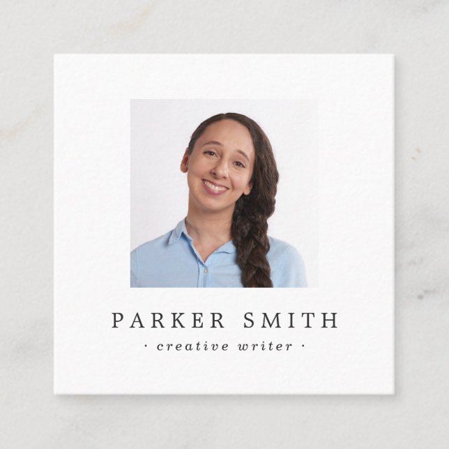 Custom square photo modern minimalist professional square business card (Front)
