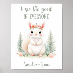 Custom Squirrel Woodland Girls Nursery Floral  Pos Poster