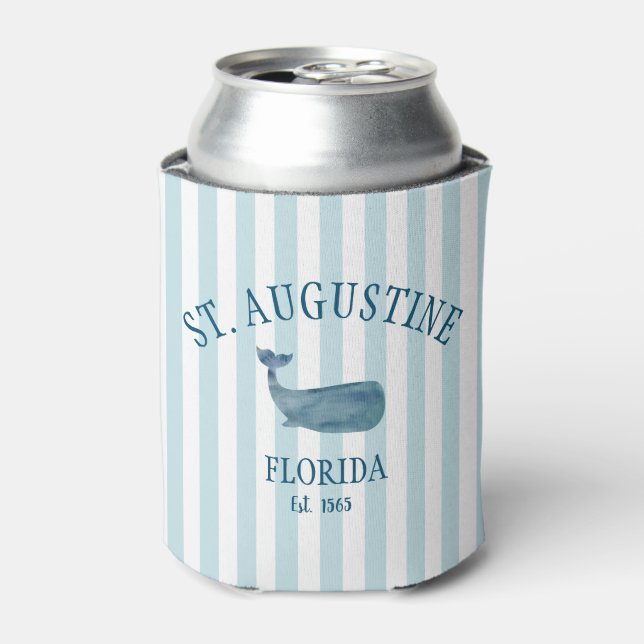 Custom St Augustine Florida Est Beach Whale Can Cooler (Can Front)