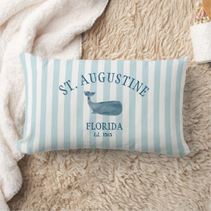Custom St Augustine Florida Est Beach Whale Lumbar Cushion