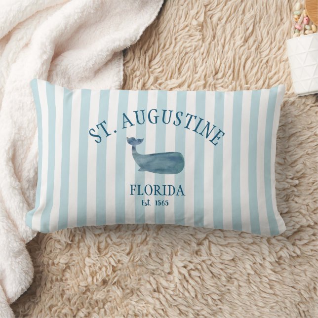 Custom St Augustine Florida Est Beach Whale Lumbar Cushion (Blanket)
