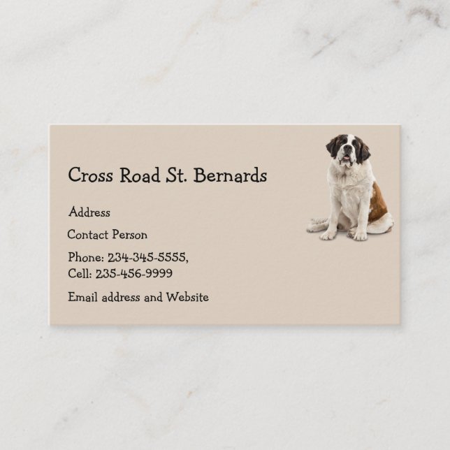 Custom St. Bernard Dog Pet Animal Logo Business Ca Card (Front)