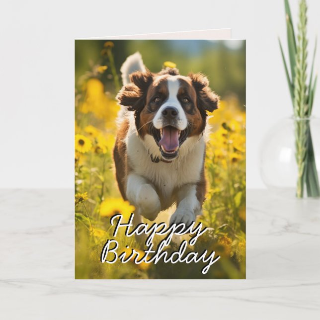 Custom St. Bernard Happy Birthday Card (Front)