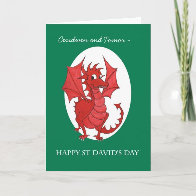 Custom St David's Day Greeting Card: Red Dragon Card (Front)