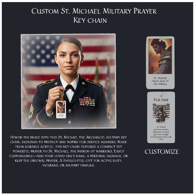 Custom St. Michael Military Prayer Key Ring (Creator Uploaded)
