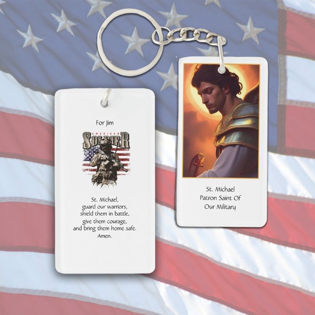 Custom St. Michael Military Prayer Key Ring (Creator Uploaded)