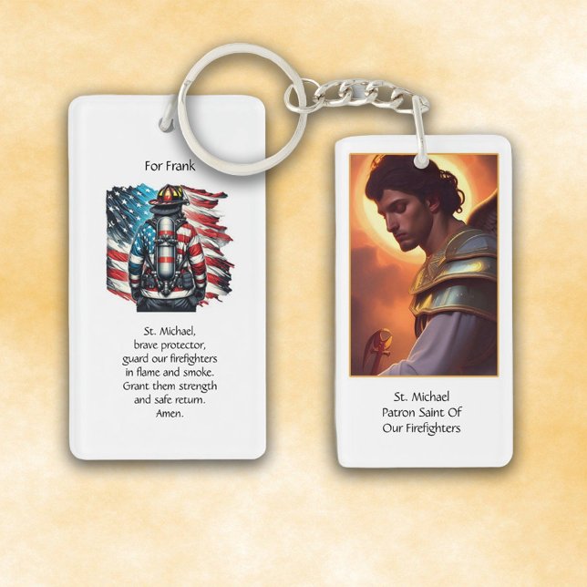 Custom St. Michael Protector of Firemen Prayer Key Ring (Creator Uploaded)