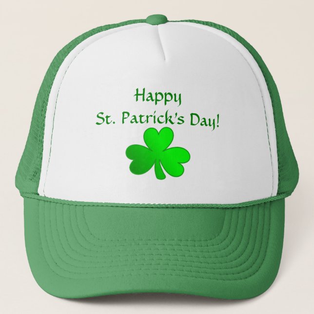 Custom St. Patrick Day Green Hat With Shamrock (Front)