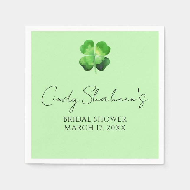 Custom St Patricks Day Bridal Shower Napkin (Front)