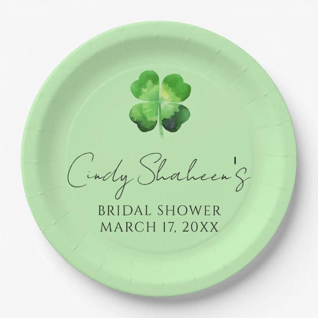 Custom St Patricks Day Bridal Shower Paper Plate (Front)