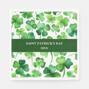 Custom St Patricks Day Green Watercolor Shamrock Napkin