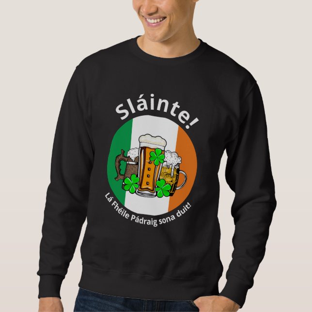 Custom ST PATRICKS DAY Irish Flag Beer Unisex Sweatshirt (Front)