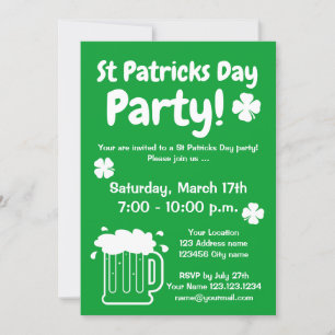 Custom St Patrick's Day party invitation template