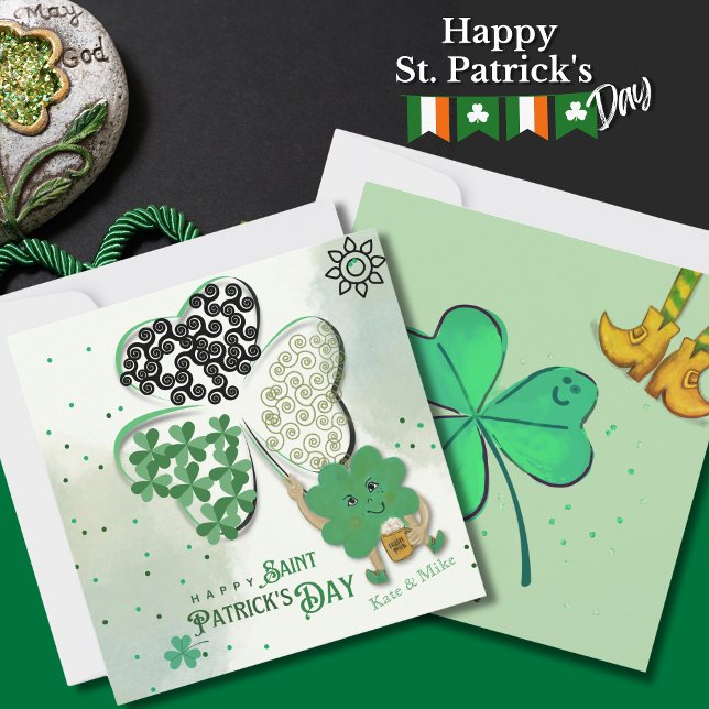 Custom ST Patrick's Day Shamrock Beer Holiday Card (Custom ST Patrick's Day Shamrock Beer Holiday Card)