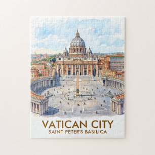 Custom St Peter's Basilica Vatican City Watercolor Jigsaw Puzzle
