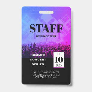 Custom Staff All Access Concert Badge ID Badge