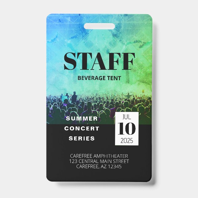 Custom Staff All Access Concert Badge ID Badge (Front)