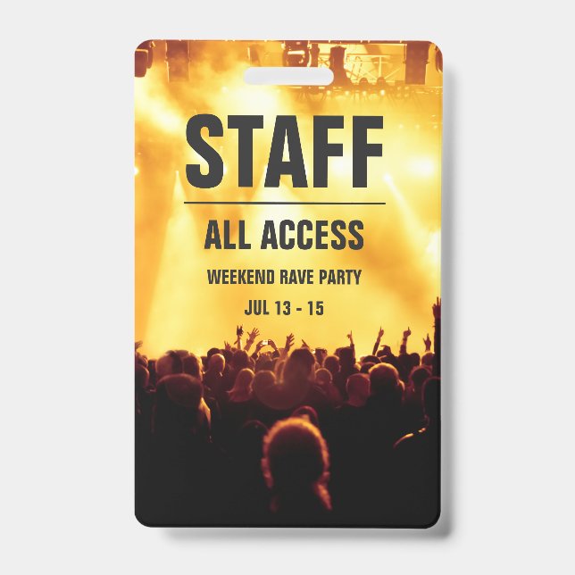 Custom Staff | All Access Concert Pass Badge ID Badge (Front)