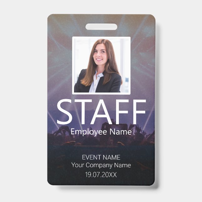 Custom Staff Barcode Event Badge ID Badge (Front)