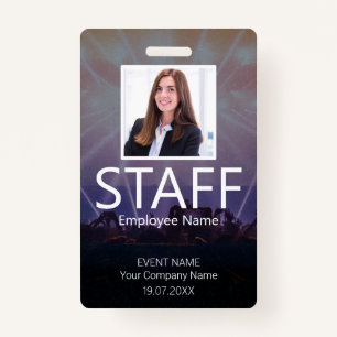 Custom Staff Barcode Event Badge ID Badge