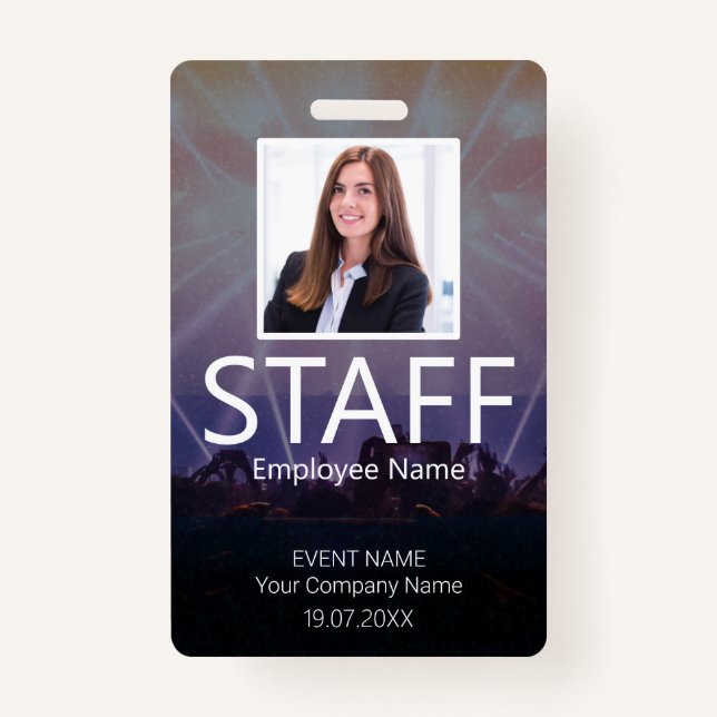 Custom Staff Barcode Event Badge ID Badge (Front)