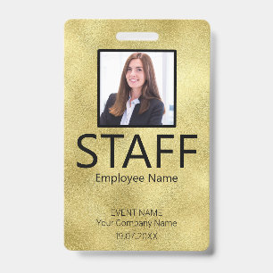 Custom Staff Barcode Event Gold Badge ID Badge