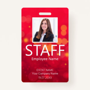 Custom Staff Barcode Event Red Badge ID Badge