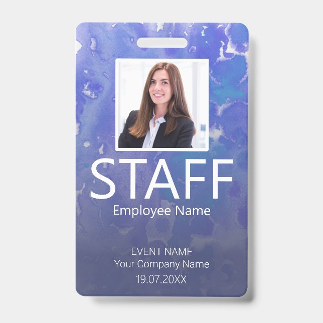 Custom Staff Barcode Event Violet Badge ID Badge (Front)