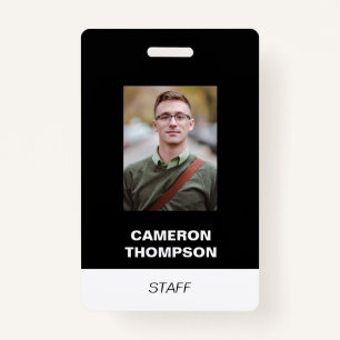 Custom STAFF employee photo ID Badge