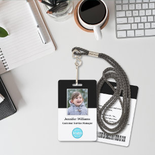 Custom Staff Employee Photo Name Logo Barcode ID Badge