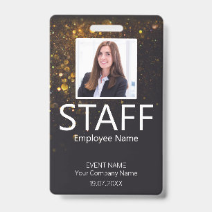 Custom Staff Event Barcode Glitter Badge ID Badge