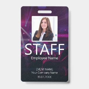 Custom Staff Event Barcode Purple Badge ID Badge