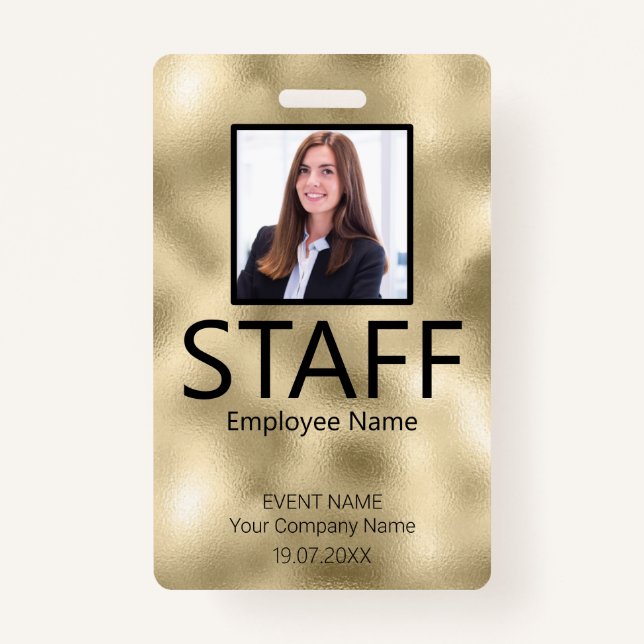 Custom Staff Event Gold Badge ID Badge (Front)