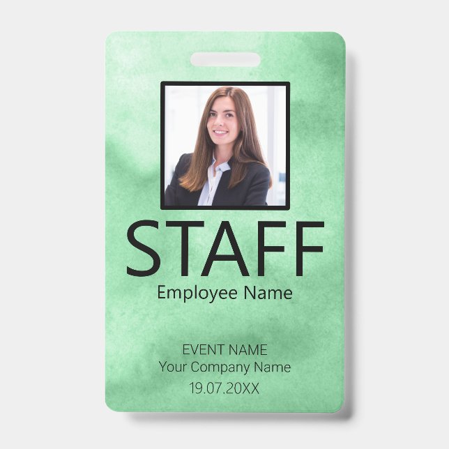 Custom Staff Event Green Badge ID Badge (Front)