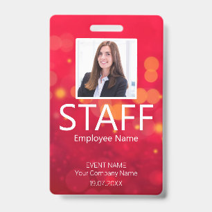 Custom Staff Event Red Badge ID Badge