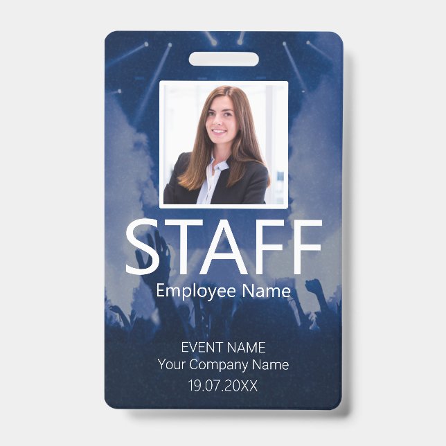 Custom Staff QR Code Event Blue Badg Badge ID Badge (Front)
