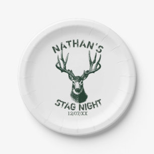 Custom Stag Night Antlers Paper Plate