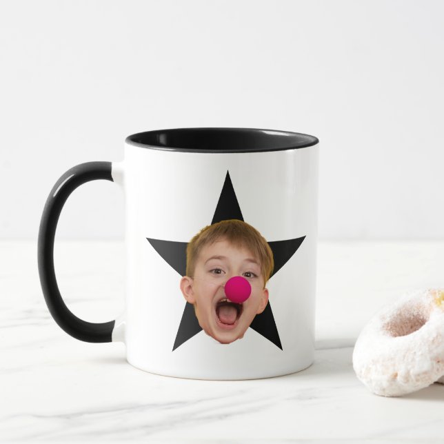 Custom Star Face Coffee Mug, Best Coworkers Gift  Mug (With Donut)
