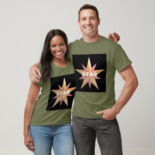 Custom Star Text Fatigue Green Colour T-Shirt 