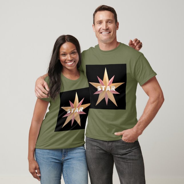Custom Star Text Fatigue Green Colour T-Shirt  (Unisex)