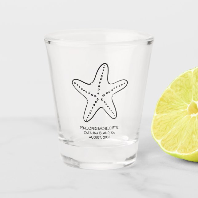 Custom Starfish Bachelorette Shot Glass Favour Gif (Front)