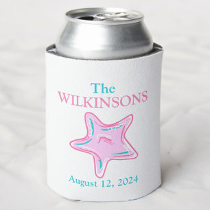 Custom Starfish Beach Wedding Destination Favour Can Cooler