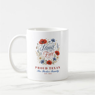 Custom State Pride Family Name Land of the Free Coffee Mug
